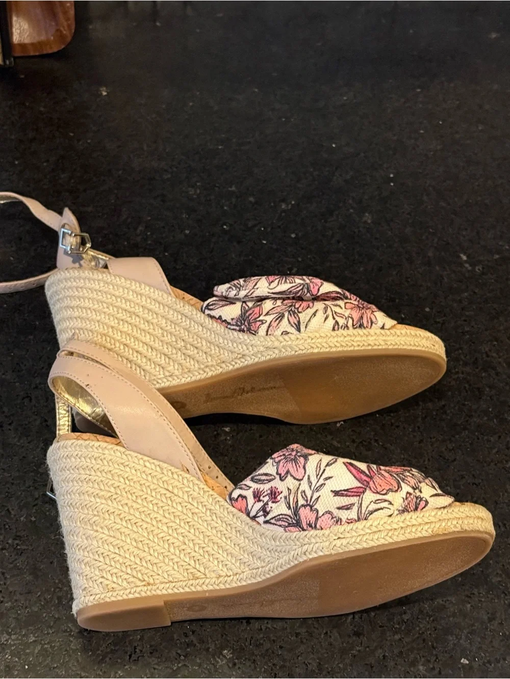 Sam Edelman Floral Knot Espadrille Cork Wedge Ankle Strap Sandals 7.5